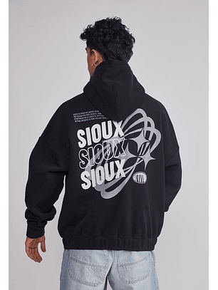 Polerón Hombre Cierre Boxy Fit Negro Sioux