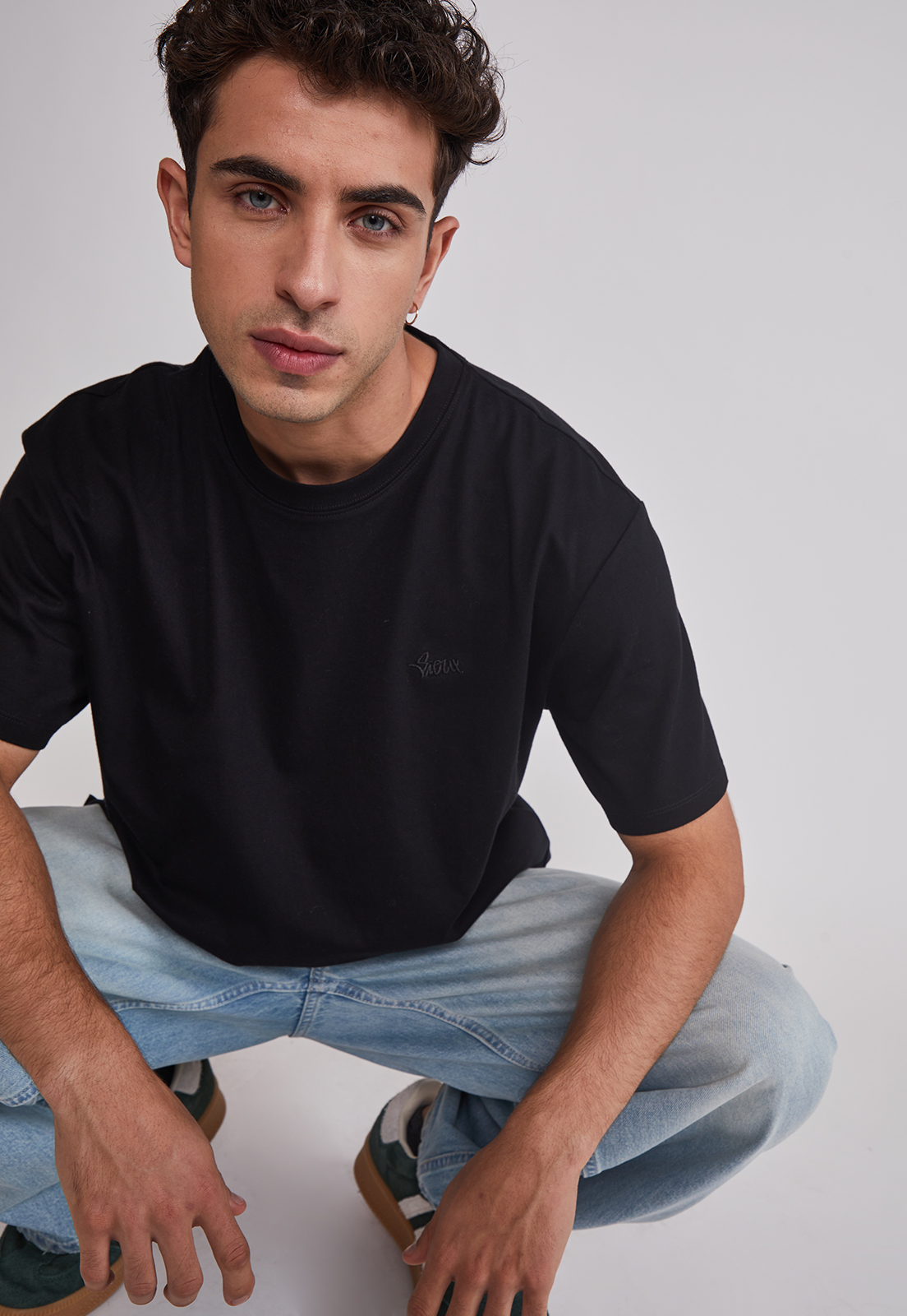 Polera Hombre Basic Lisa Negro Sioux 4