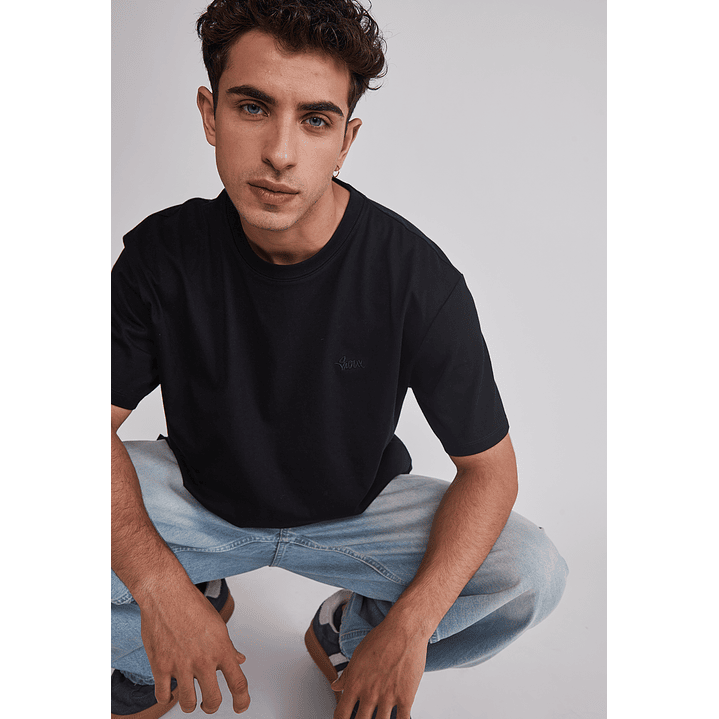 Polera Hombre Basic Lisa Negro Sioux 3