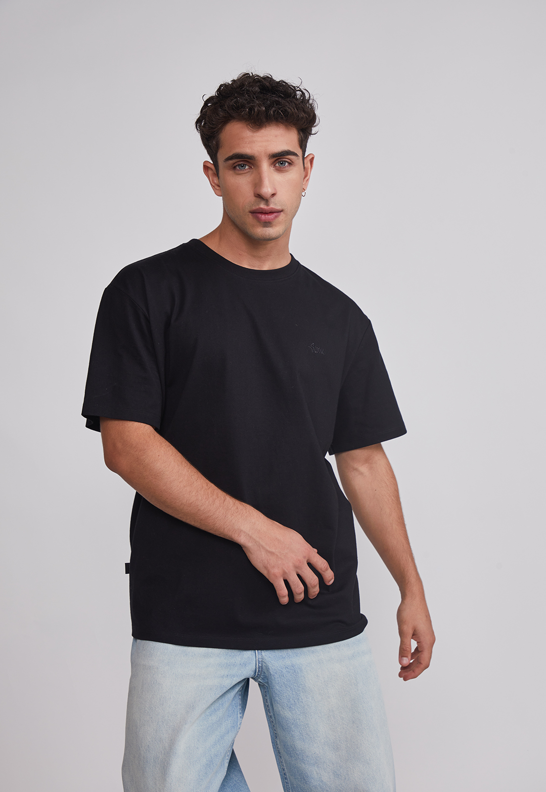 Polera Hombre Basic Lisa Negro Sioux 1