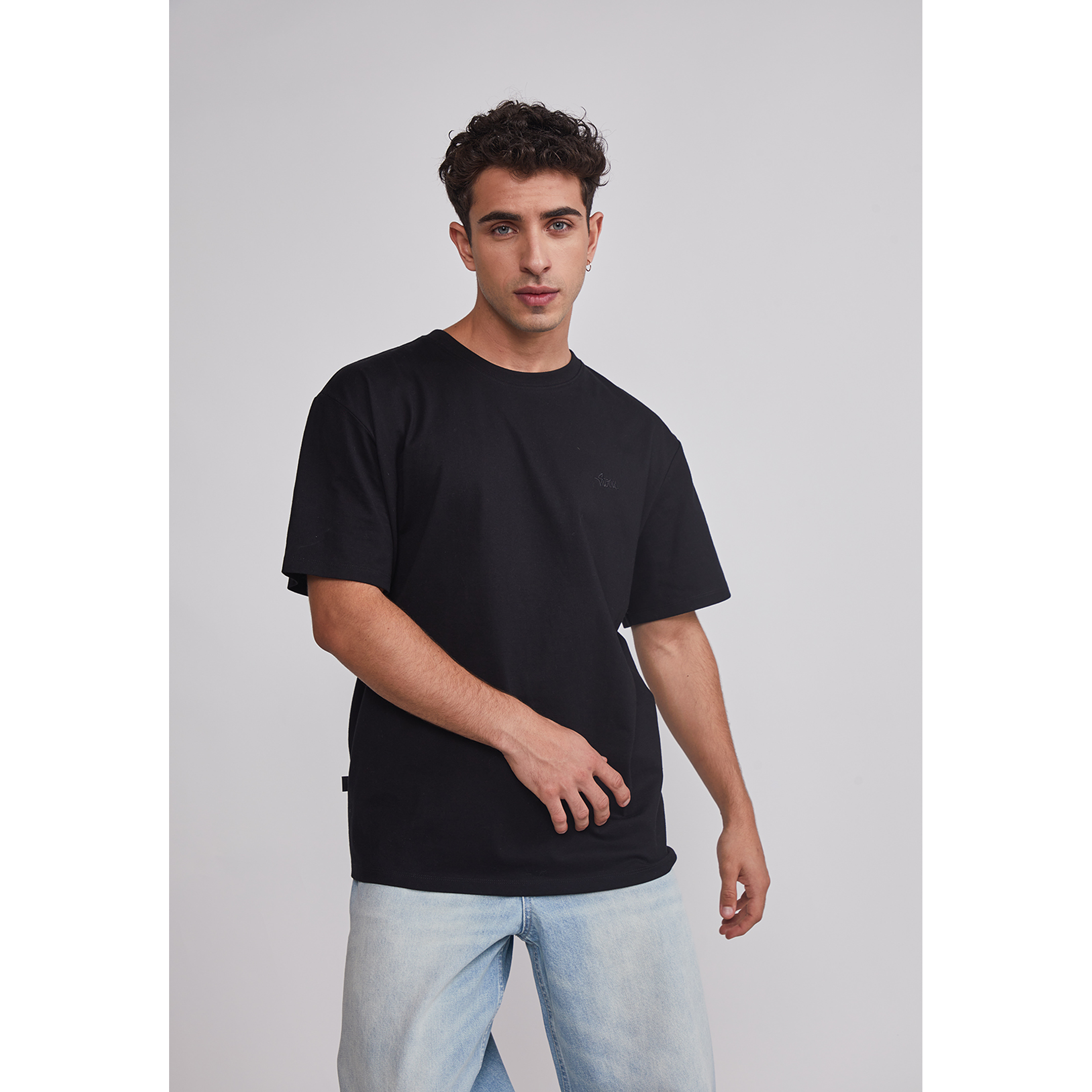 Polera Hombre Basic Lisa Negro Sioux 1