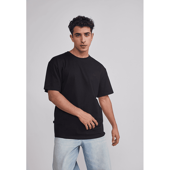 Polera Hombre Basic Lisa Negro Sioux 1