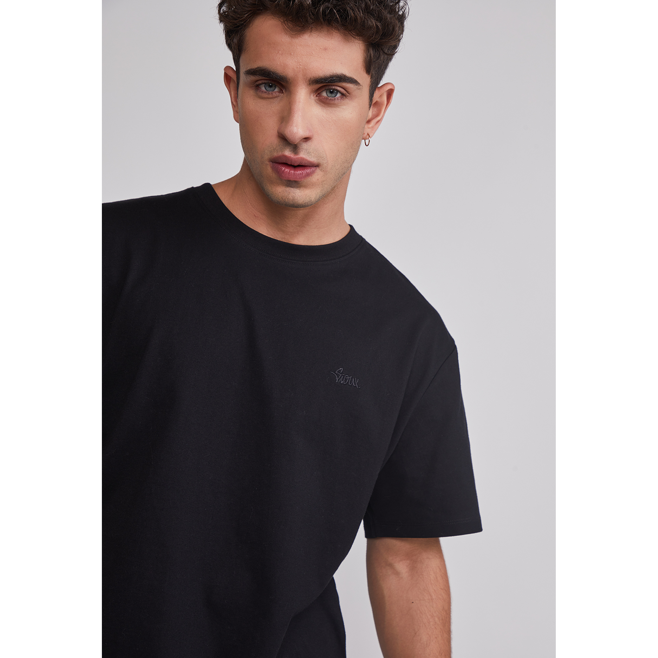 Polera Hombre Basic Lisa Negro Sioux 4