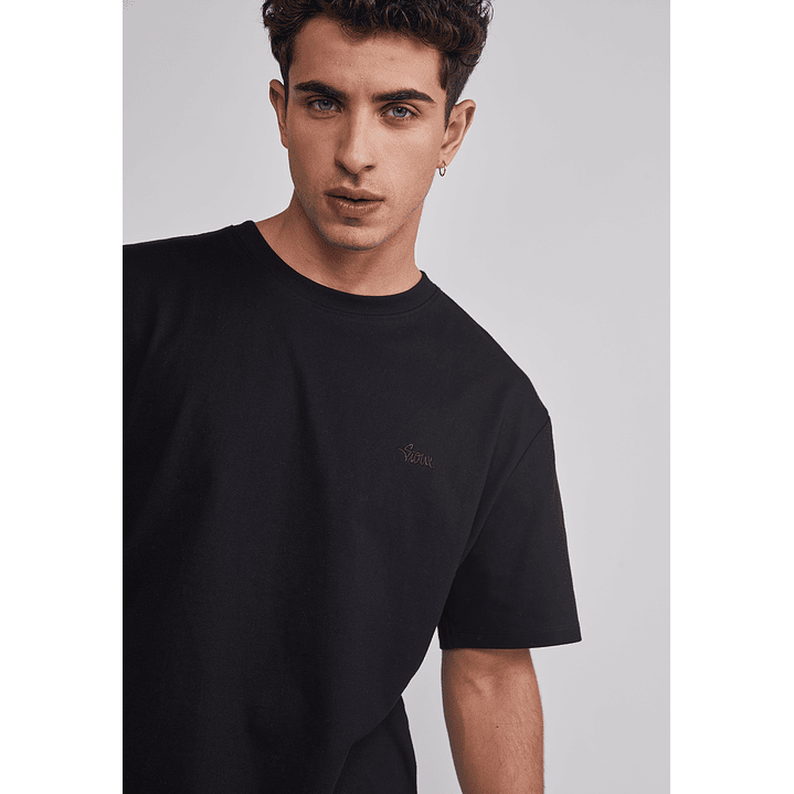 Polera Hombre Basic Lisa Negro Sioux 4