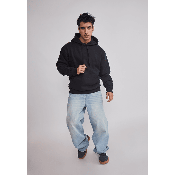 Polerón Hombre Gorro Básico Negro Sioux 2