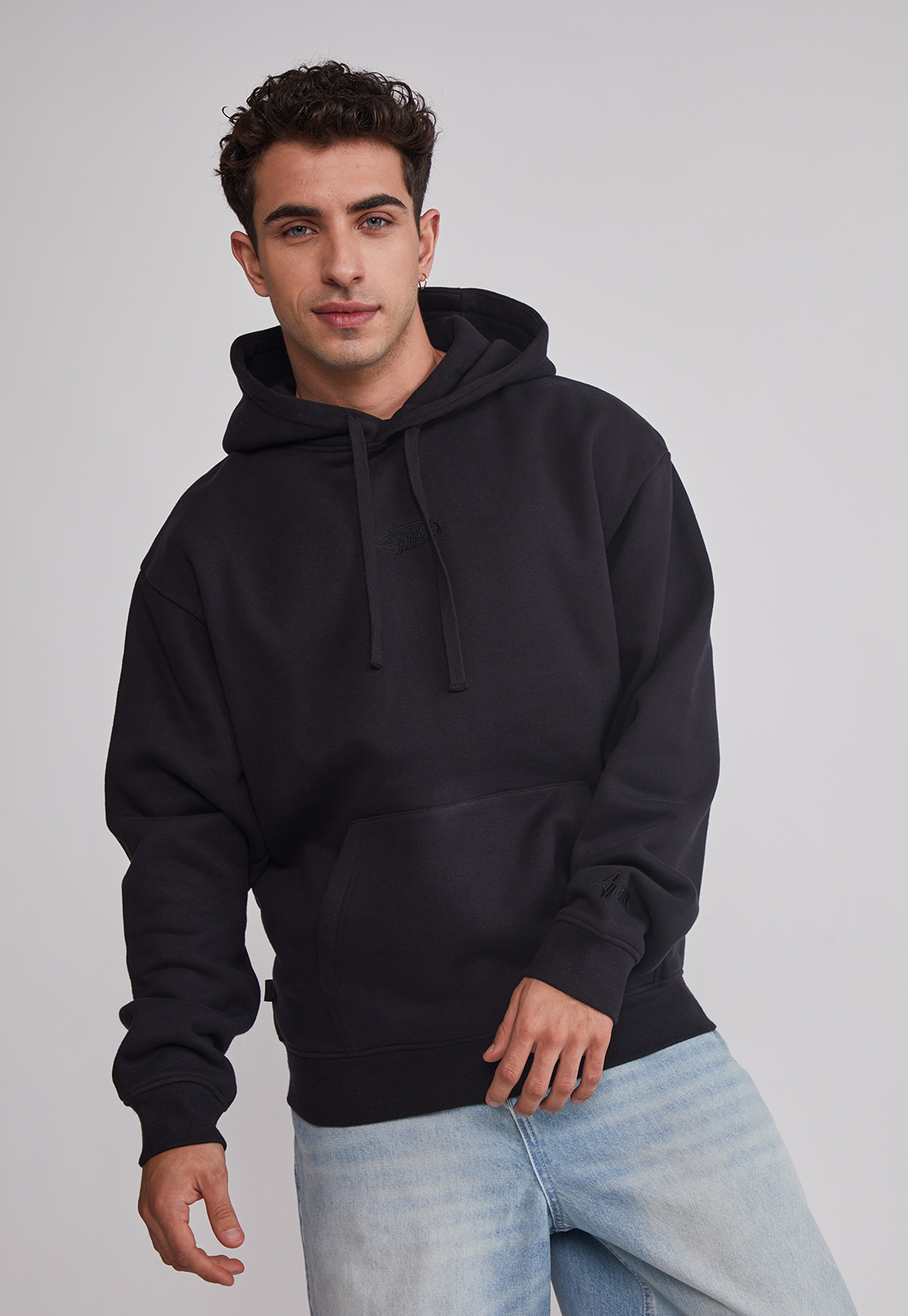 Polerón Hombre Gorro Básico Negro Sioux 1