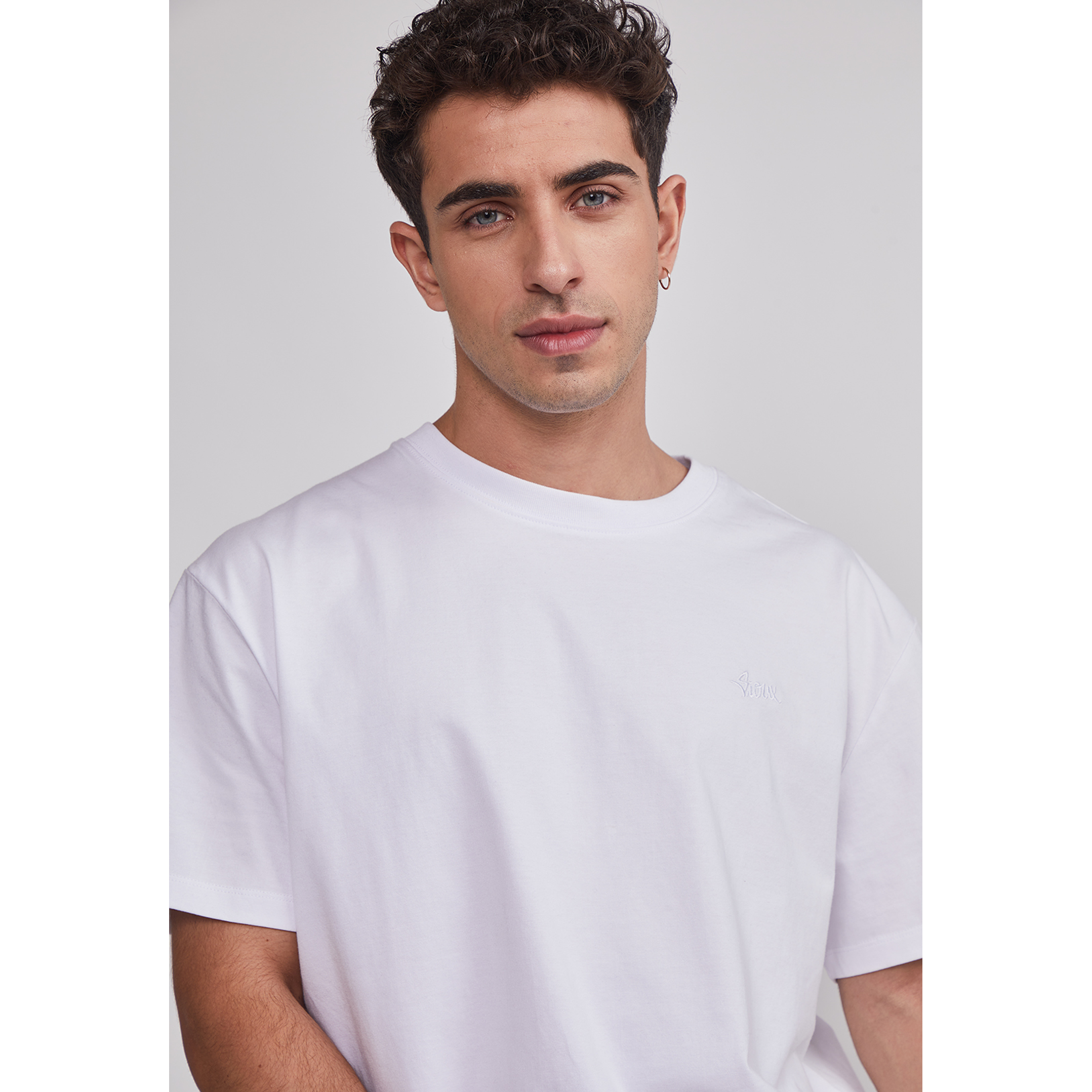 Polera Hombre Basic Lisa Blanco Sioux 4