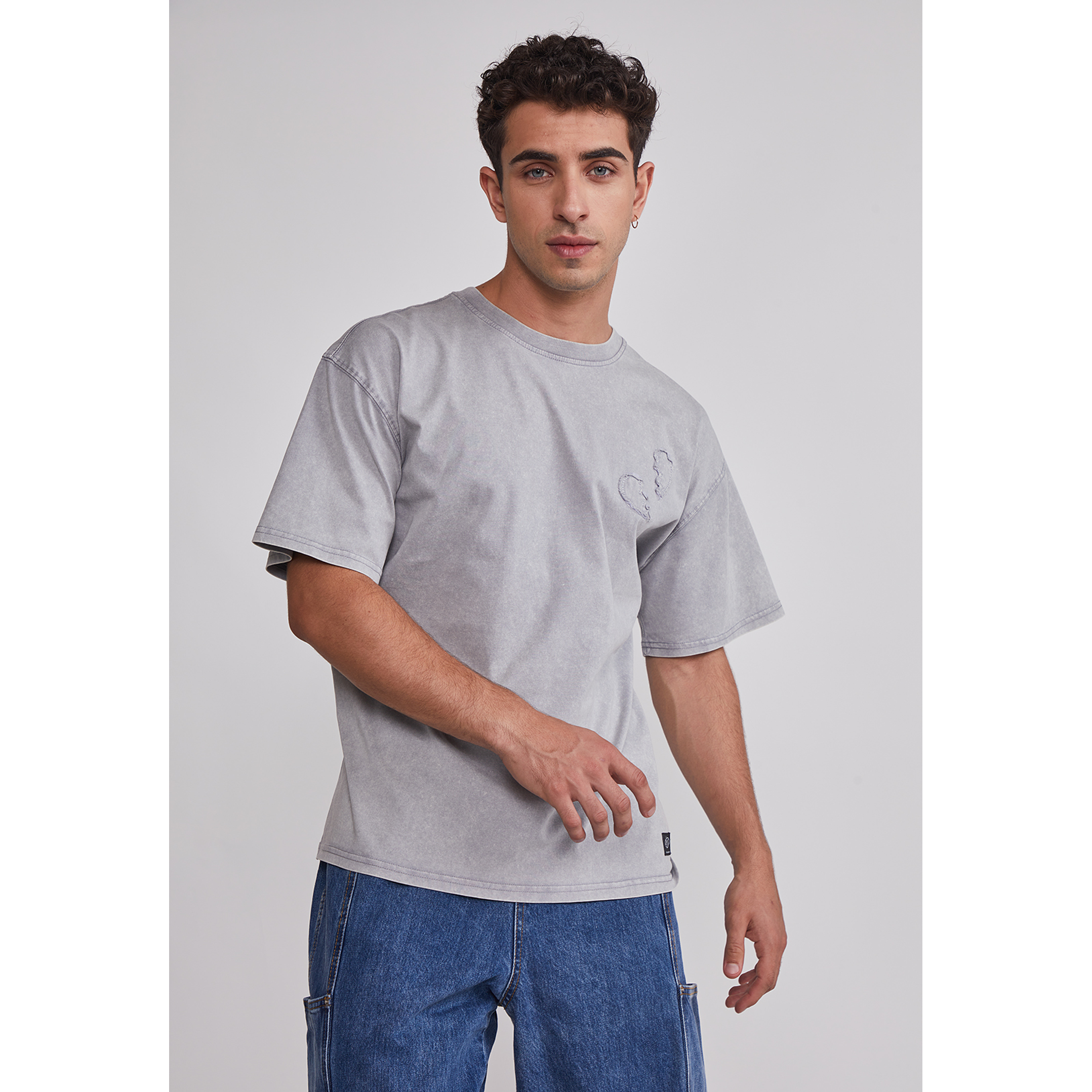 Polera Hombre Corazón 3D Gris Sioux 1