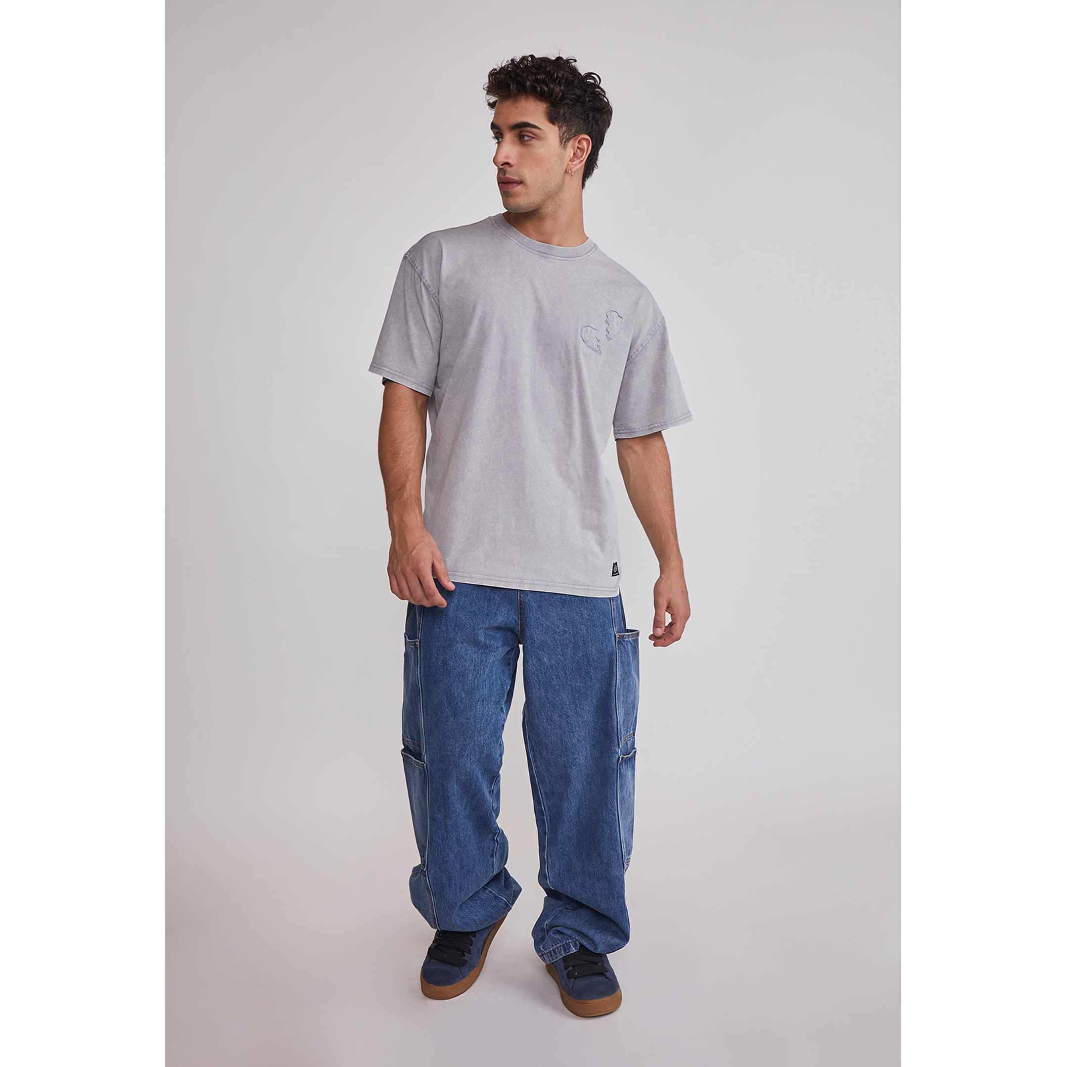 Polera Hombre Corazón 3D Gris Sioux 2