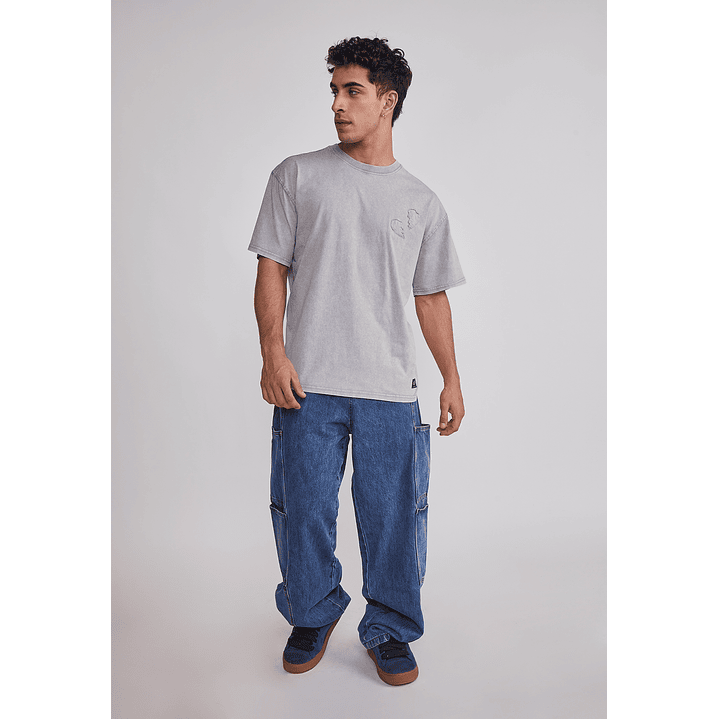 Polera Hombre Corazón 3D Gris Sioux 2