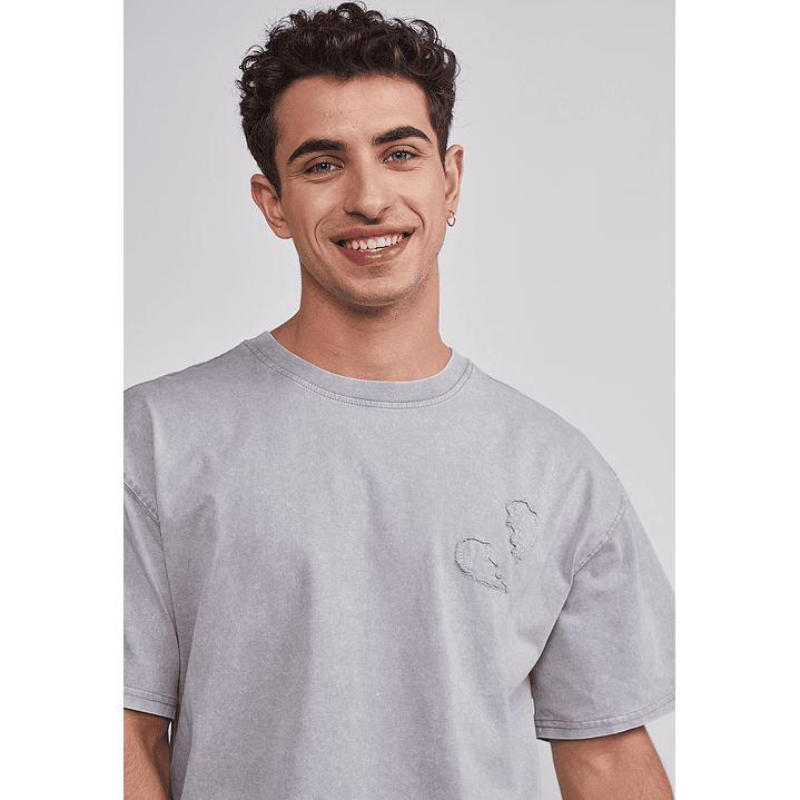 Polera Hombre Corazón 3D Gris Sioux 4