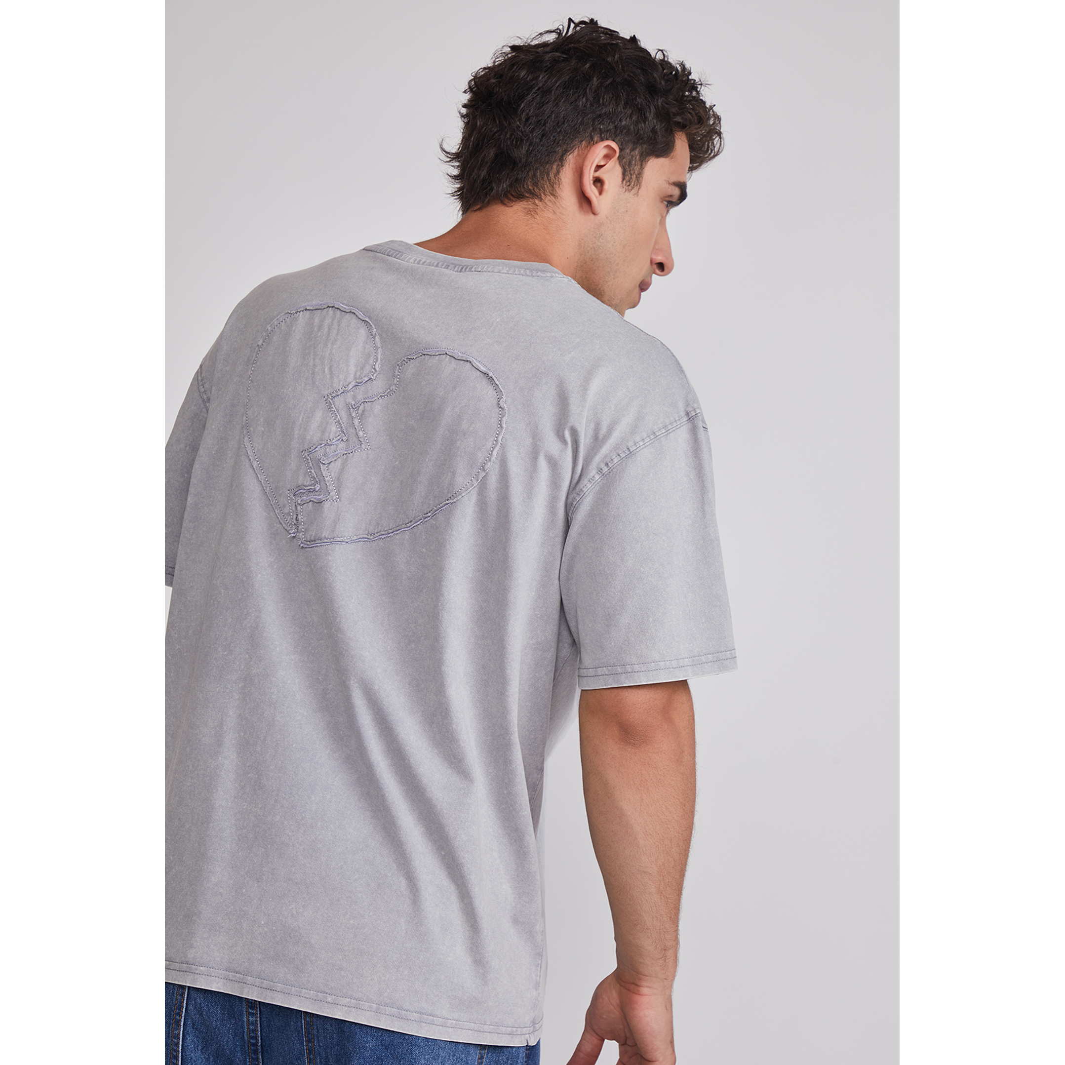 Polera Hombre Corazón 3D Gris Sioux 3