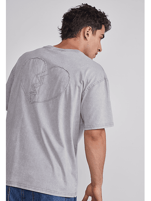 Polera Hombre Corazón 3D Gris Sioux