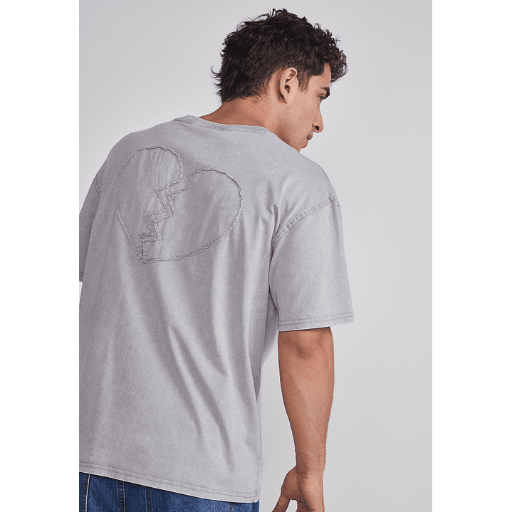 Polera Hombre Corazón 3D Gris Sioux 3