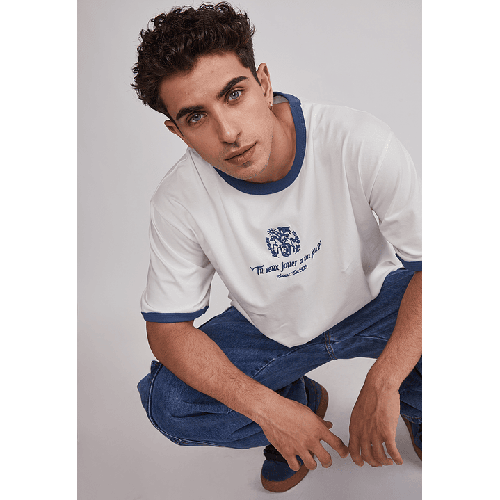 Polera Hombre Contraste Blanco Sioux 3