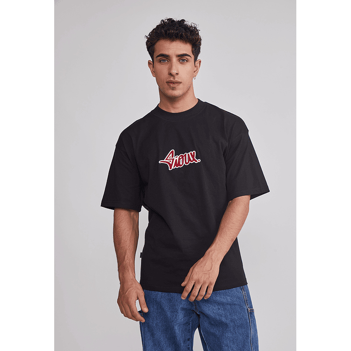 Polera Hombre Bordados Negro Sioux 1