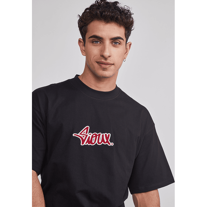 Polera Hombre Bordados Negro Sioux 4