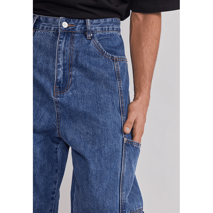 Jeans Hombre Cargo Corte Azul Sioux 4