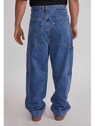 Jeans Hombre Cargo Corte Azul Sioux
