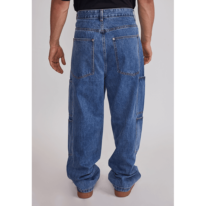 Jeans Hombre Cargo Corte Azul Sioux 5