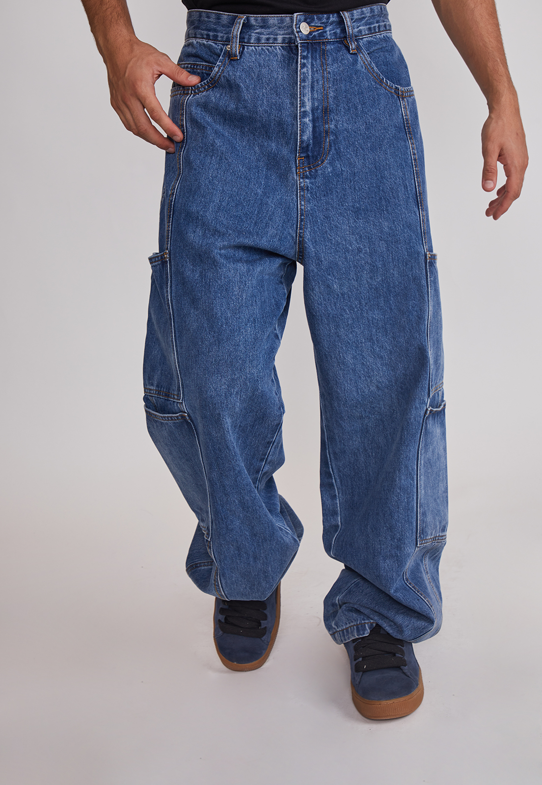 Jeans Hombre Cargo Corte Azul Sioux 1