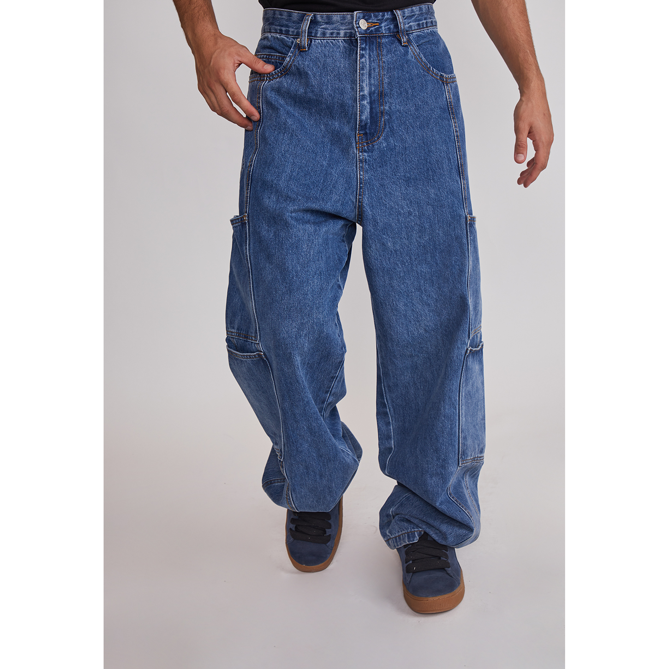 Jeans Hombre Cargo Corte Azul Sioux 1