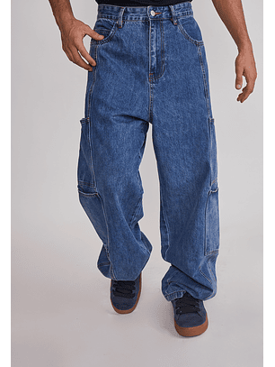 Jeans Hombre Cargo Corte Azul Sioux