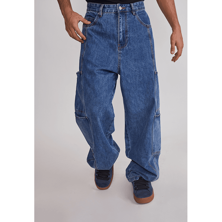 Jeans Hombre Cargo Corte Azul Sioux 1