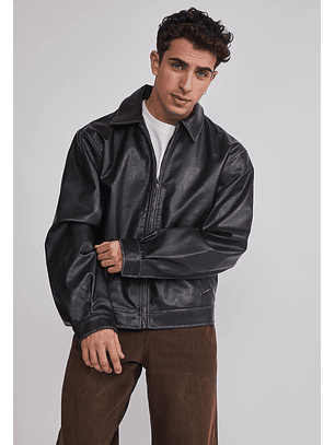 Chaqueta Hombre Efecto Piel Negro Sioux