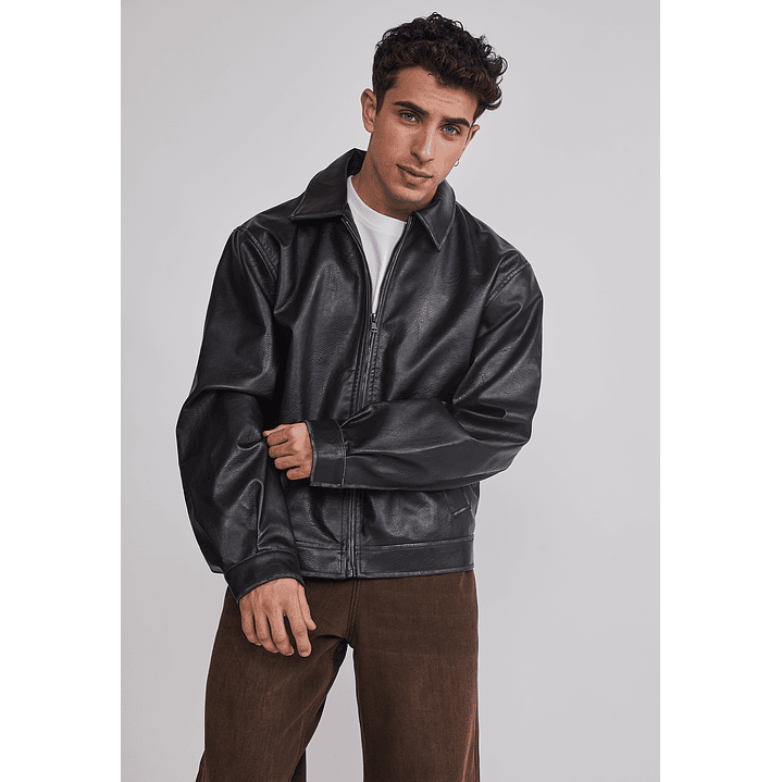 Chaqueta Hombre Efecto Piel Negro Sioux 1