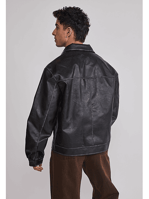 Chaqueta Hombre Efecto Piel Negro Sioux