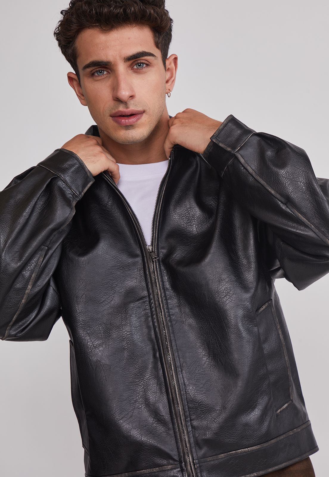 Chaqueta Hombre Efecto Piel Negro Sioux 5