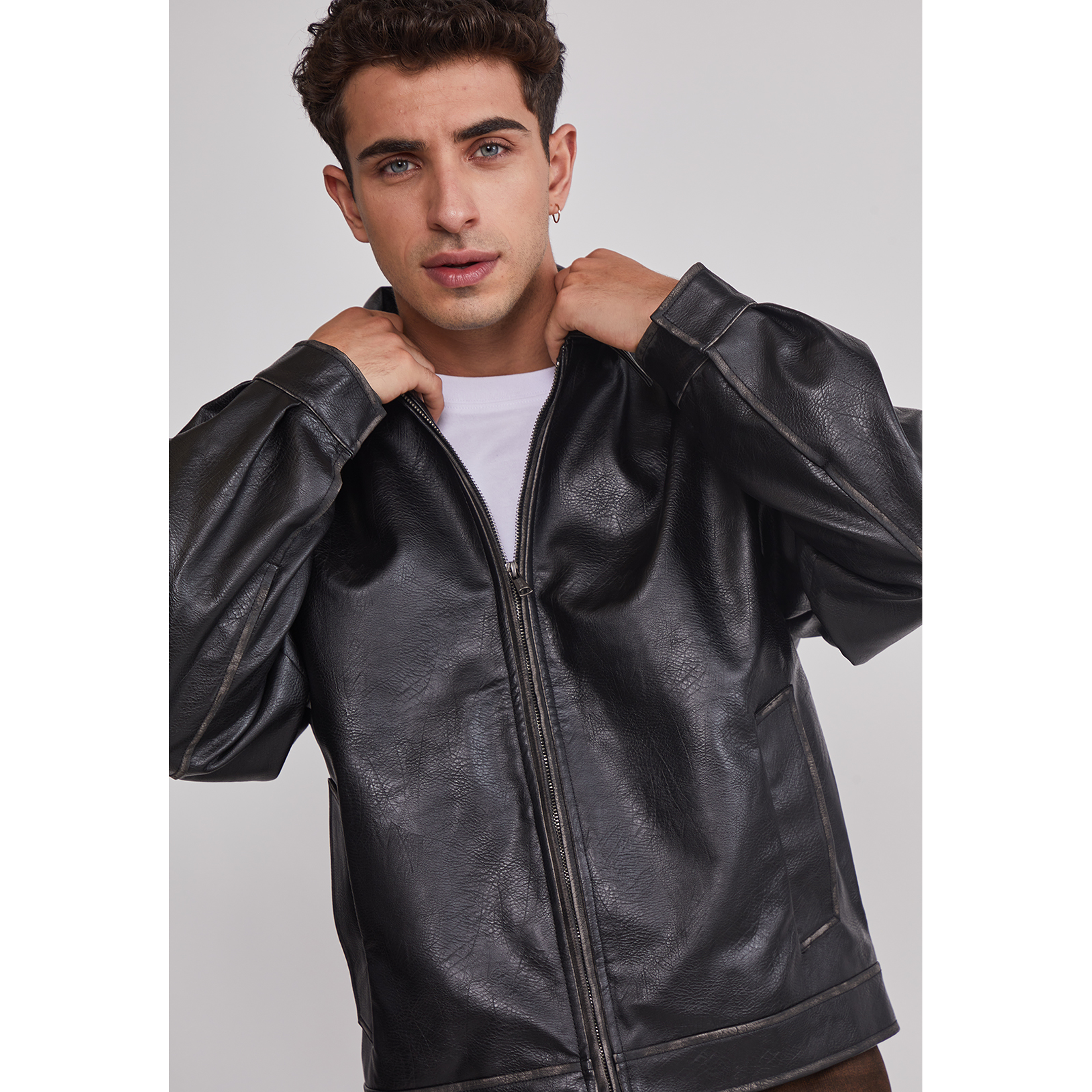Chaqueta Hombre Efecto Piel Negro Sioux 5