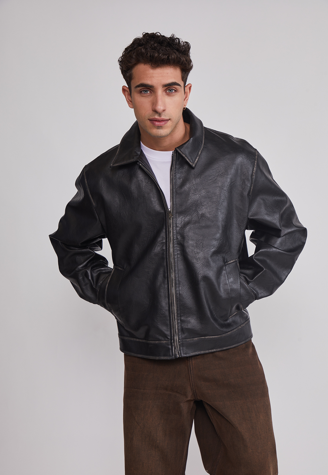 Chaqueta Hombre Efecto Piel Negro Sioux 4