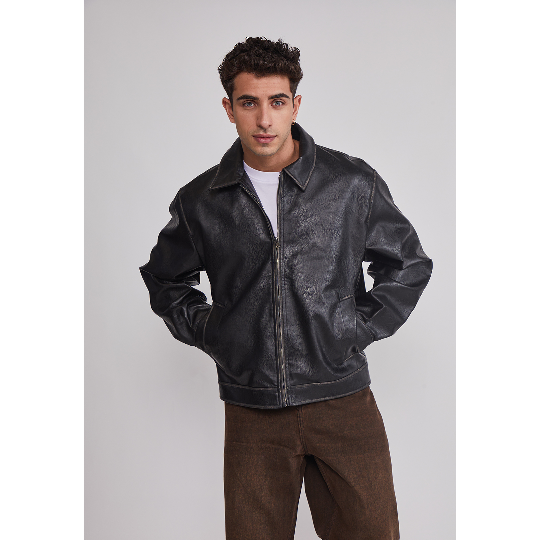 Chaqueta Hombre Efecto Piel Negro Sioux 3