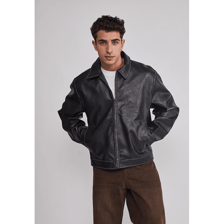 Chaqueta Hombre Efecto Piel Negro Sioux 3