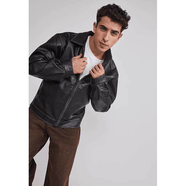 Chaqueta Hombre Efecto Piel Negro Sioux 6