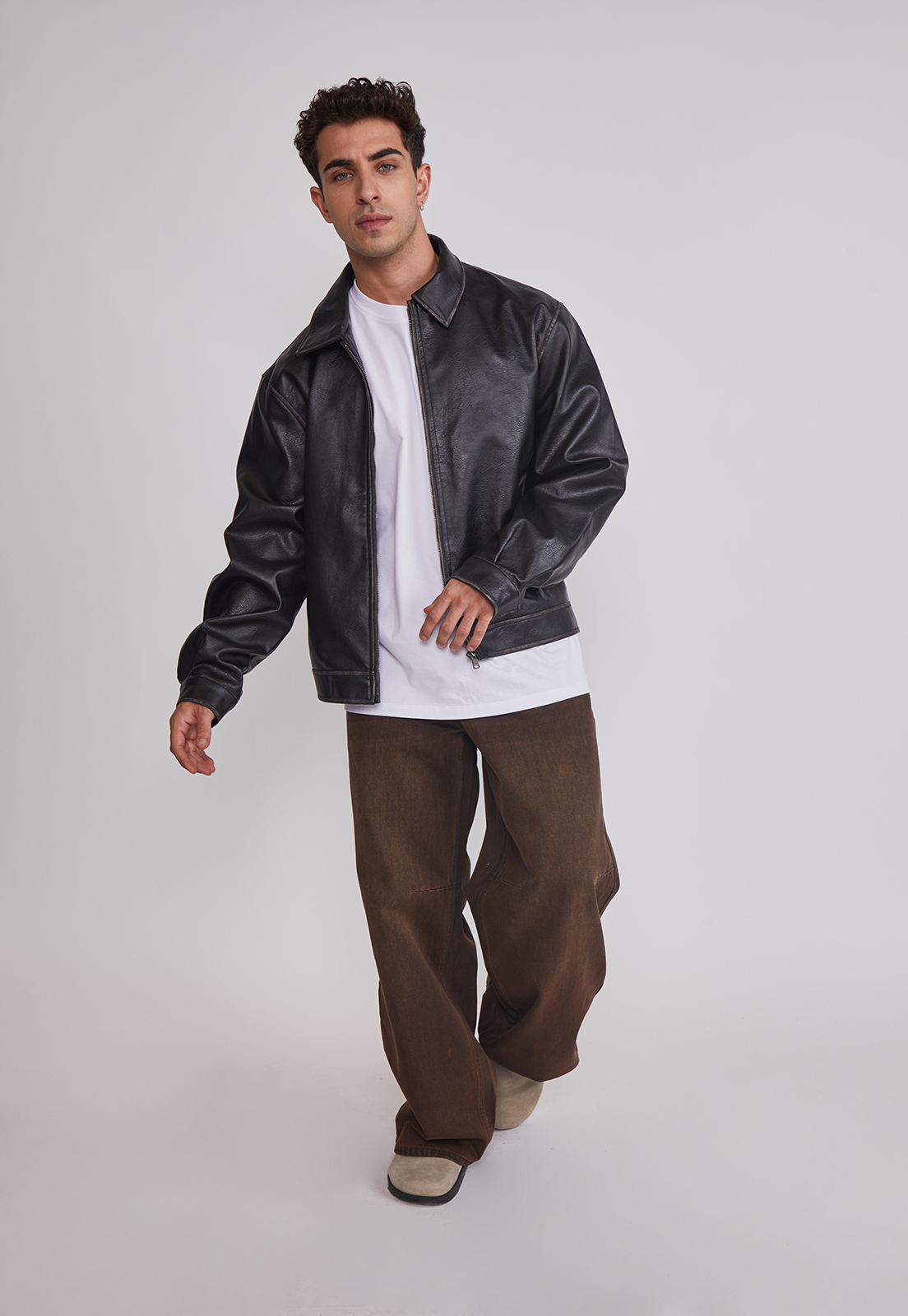 Jeans Hombre Super Baggy Liso Café Sioux 4