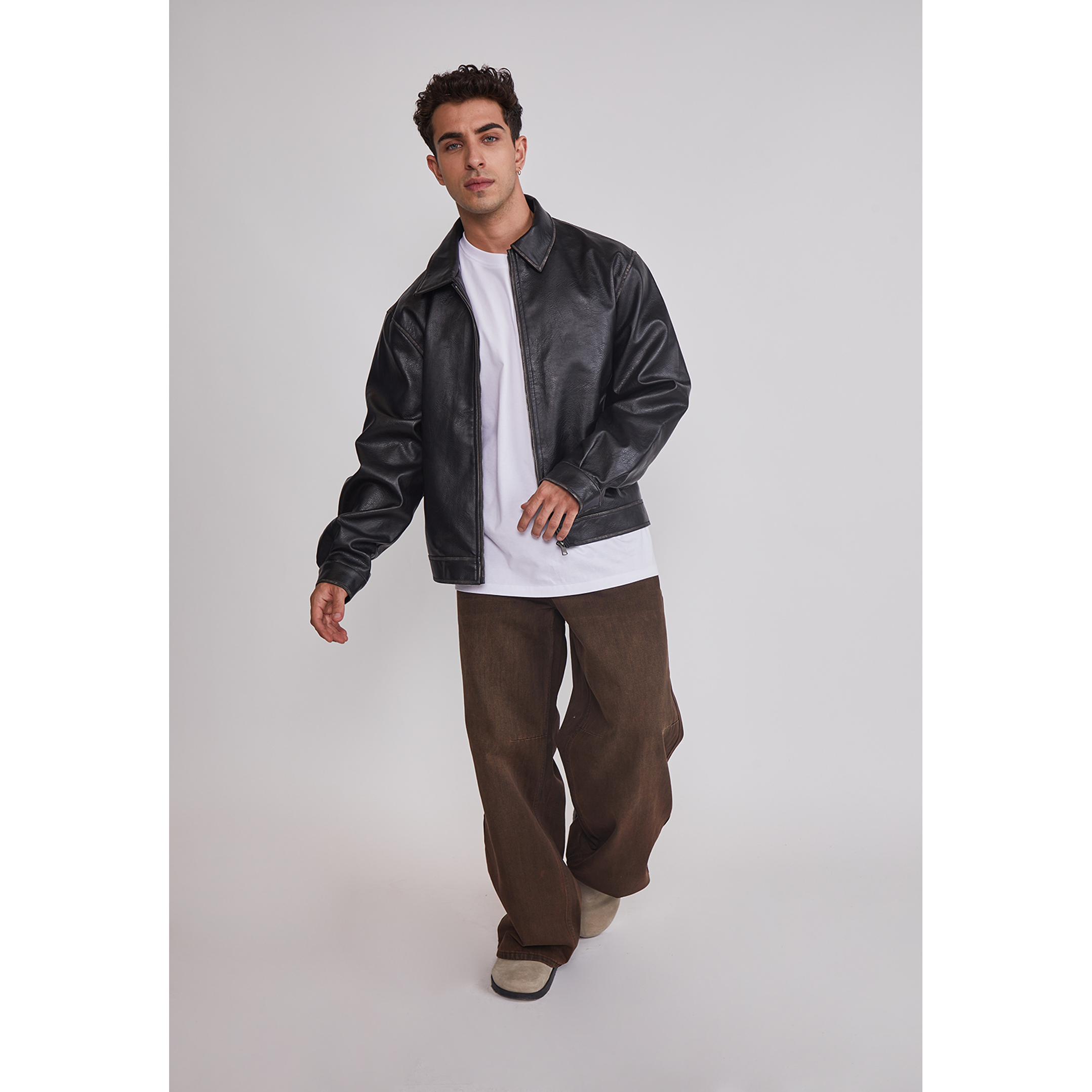 Jeans Hombre Super Baggy Liso Café Sioux 4