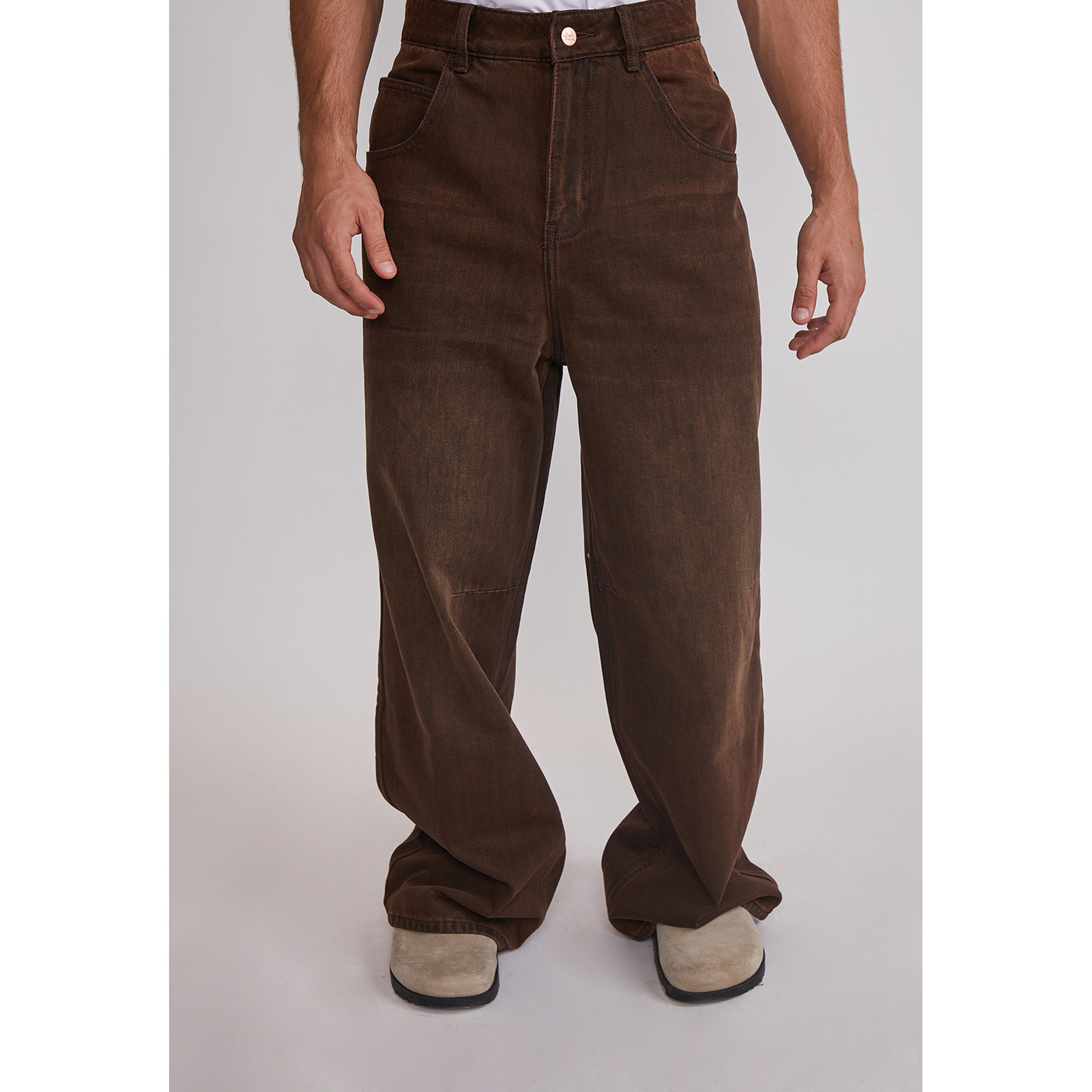 Jeans Hombre Super Baggy Liso Café Sioux 1