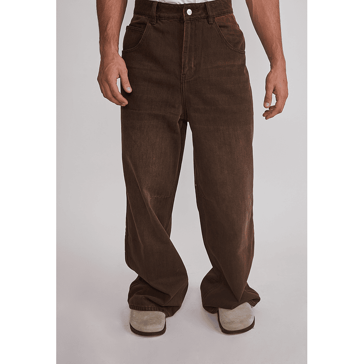Jeans Hombre Super Baggy Liso Café Sioux 1