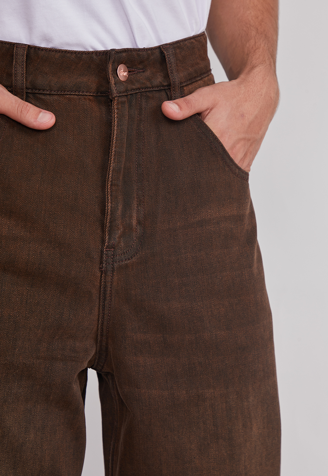 Jeans Hombre Super Baggy Liso Café Sioux 3