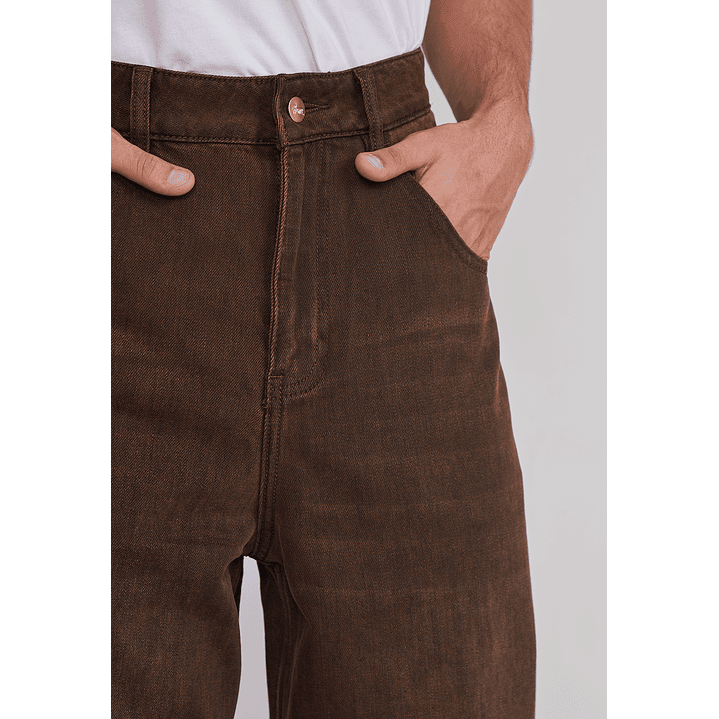 Jeans Hombre Super Baggy Liso Café Sioux 3