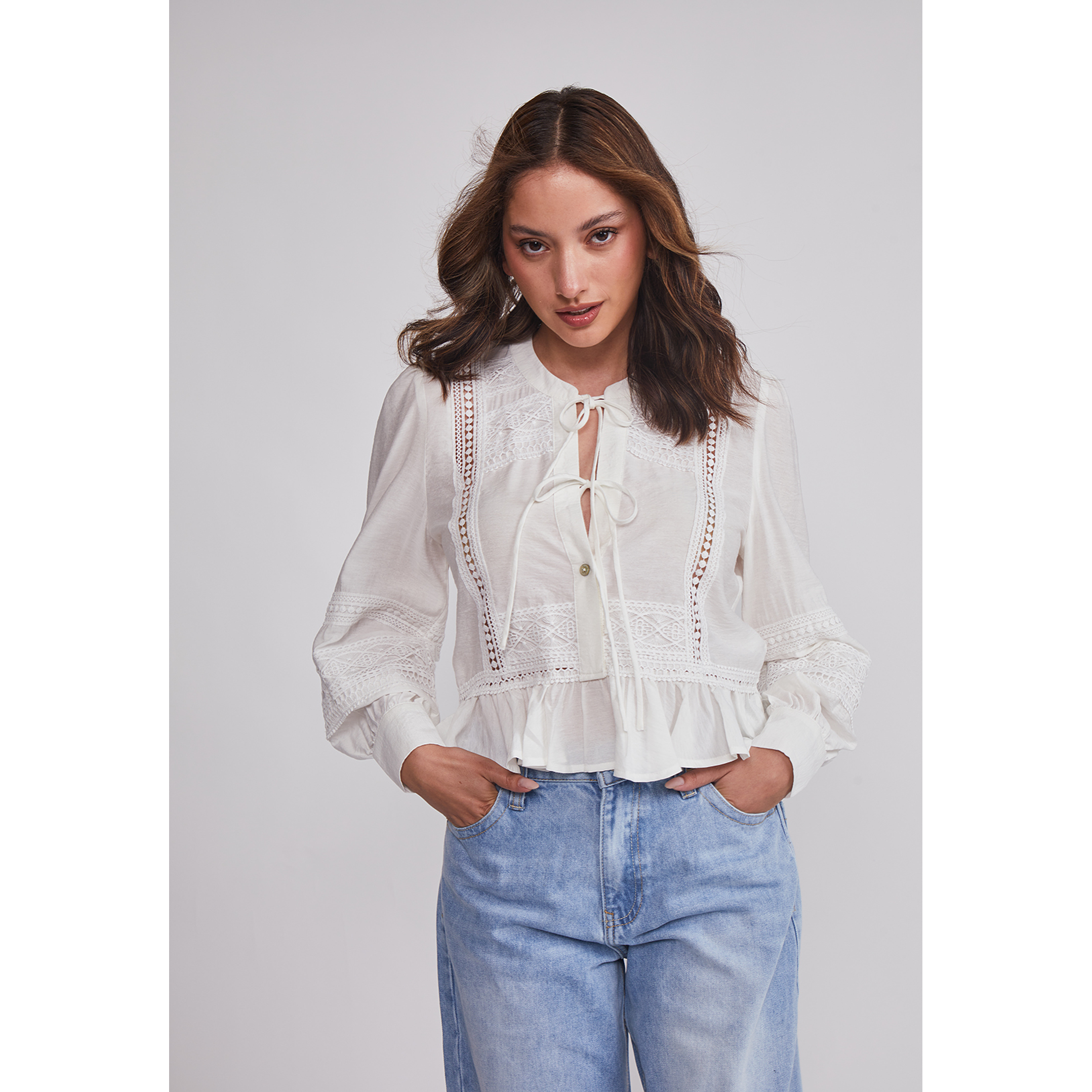 Blusa Mujer Romántica Boho Blanco Sioux 1