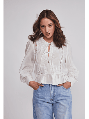 Blusa Mujer Romántica Boho Blanco Sioux