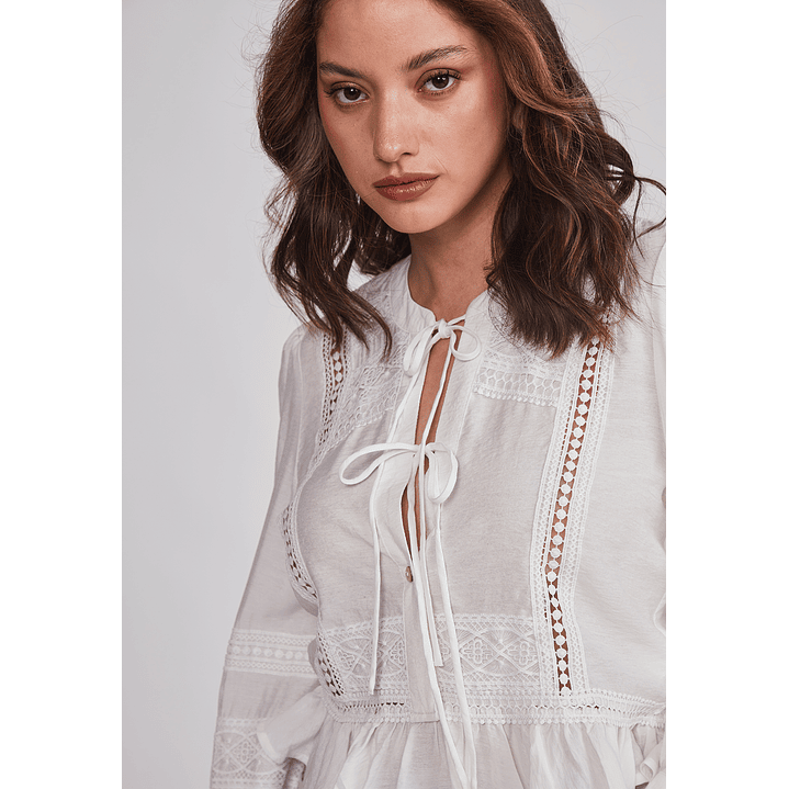 Blusa Mujer Romántica Boho Blanco Sioux 5