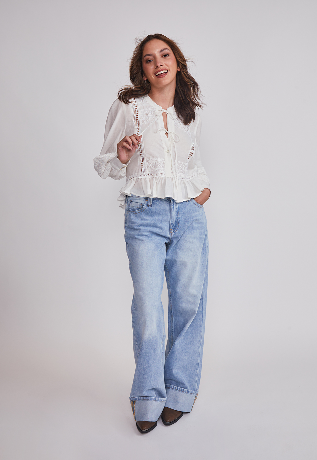 Blusa Mujer Romántica Boho Blanco Sioux 3