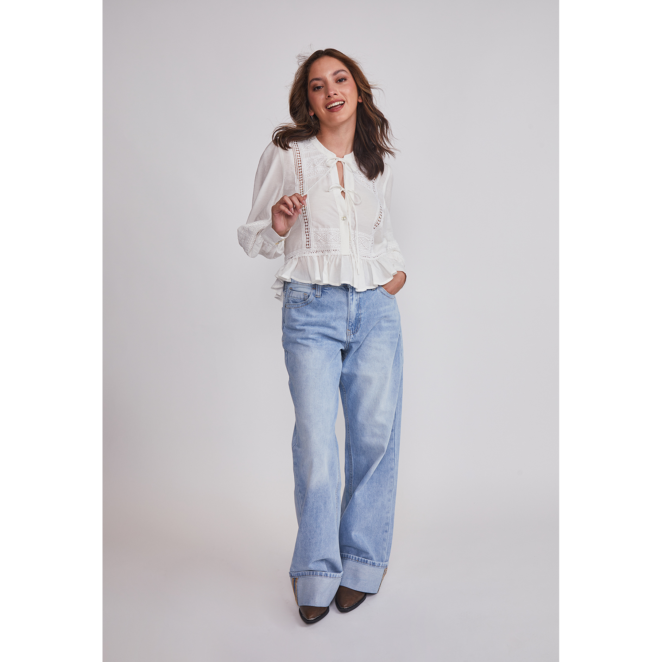 Blusa Mujer Romántica Boho Blanco Sioux 2