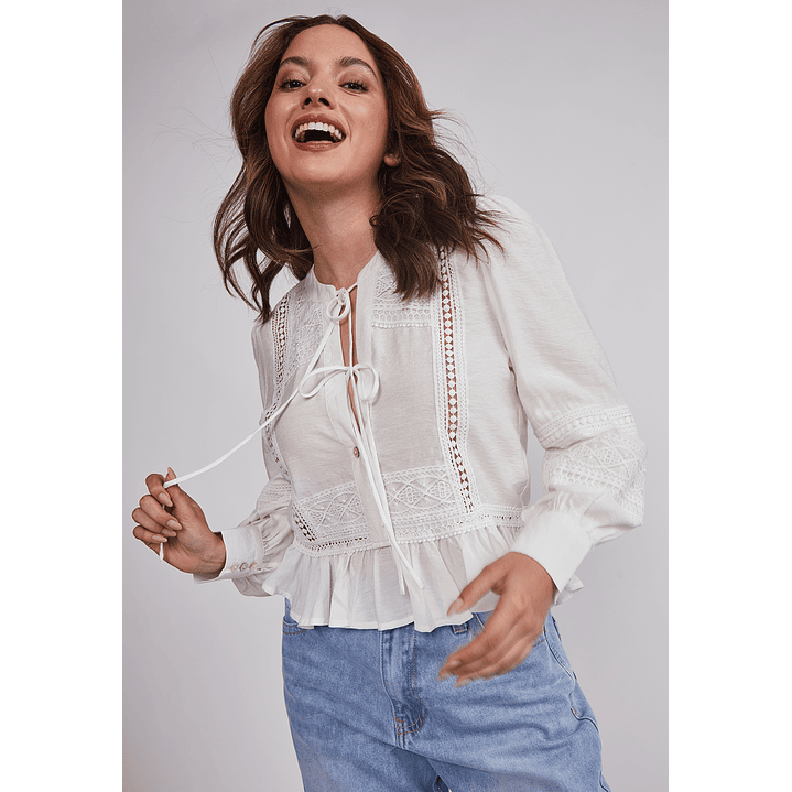 Blusa Mujer Romántica Boho Blanco Sioux 4
