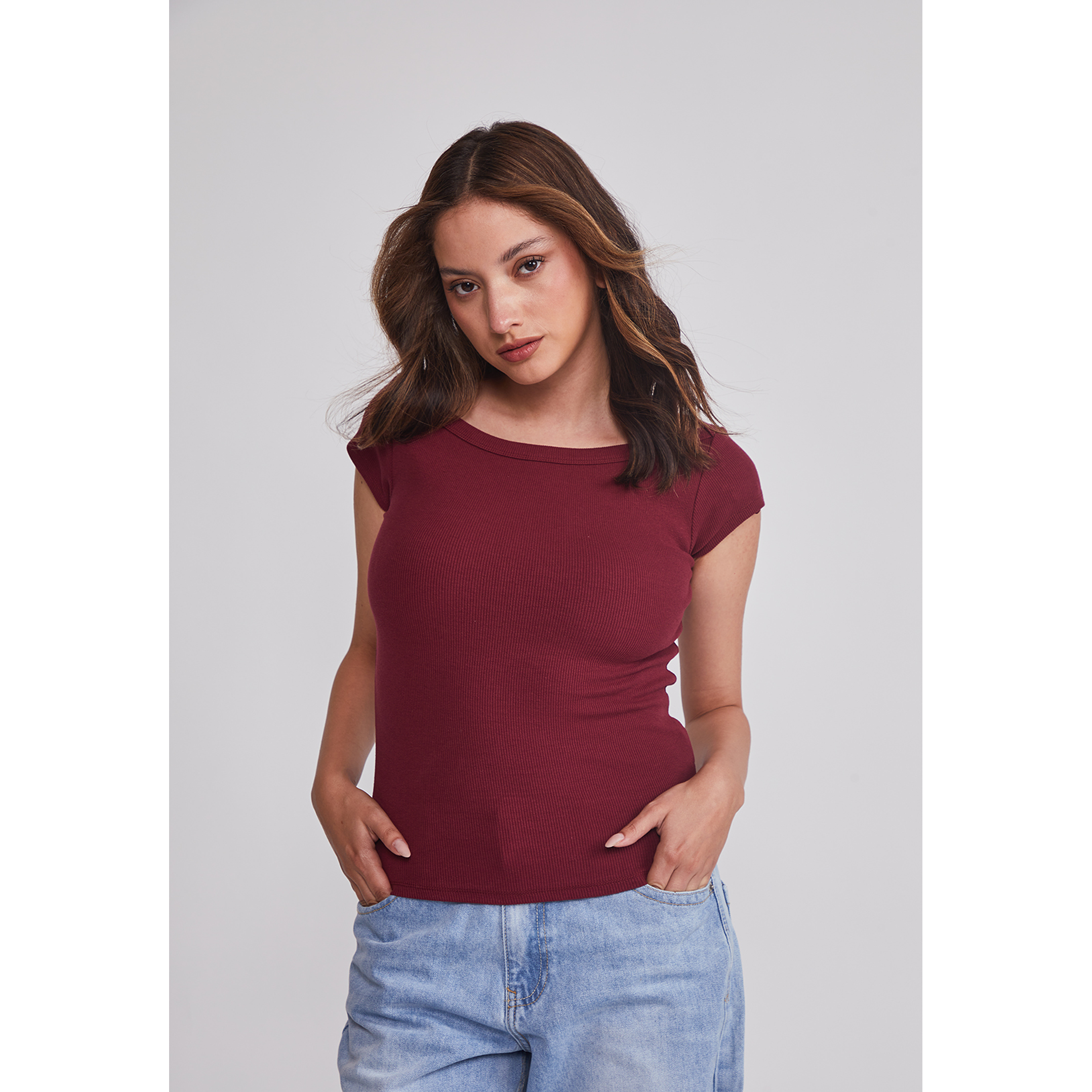 Polera Mujer Ajustada Burdeo Sioux 1